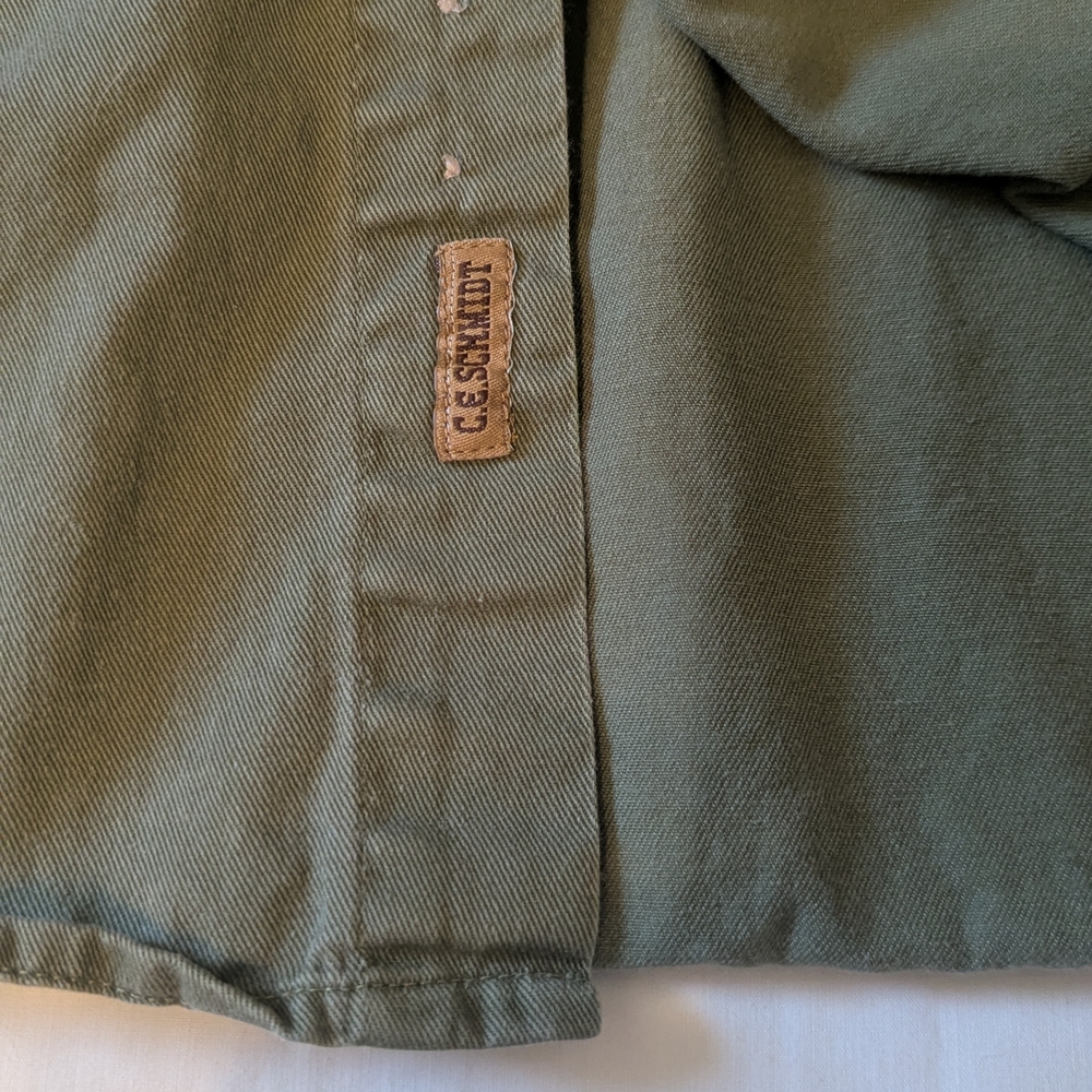 C.E. Schmidt Work Wear Army Green Cotton Button Down Collar LS Shirt Men's XL - Picture 6 of 10